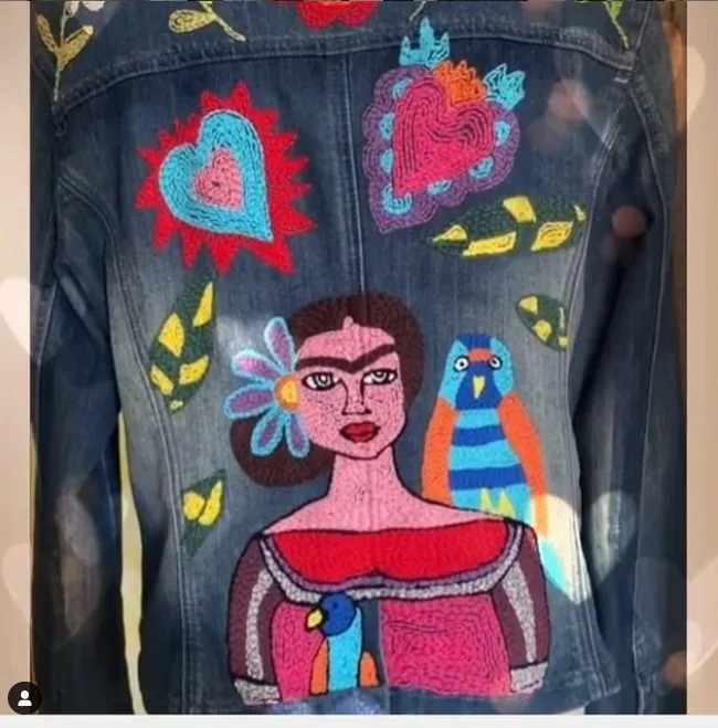 punch needle veste en jean