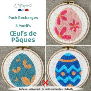 Pack 3 recharges Punch Needle Oeufs de Pâques Déco