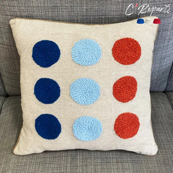 Box coussin Punch Needle Pois carré