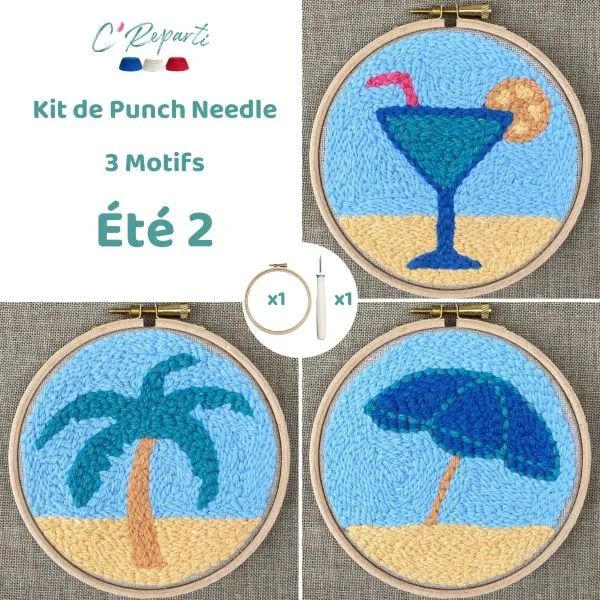 Kit Punch Needle 3 Motifs Eté 2