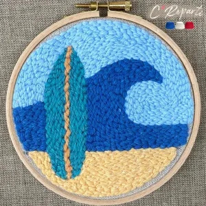 kit punch needle surf vague mer