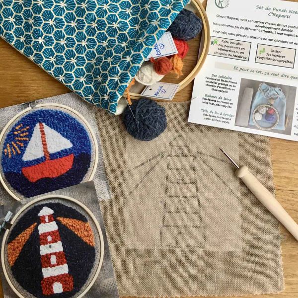 materiel punch needle aiguille poinçon tambour à broder laine notice en français