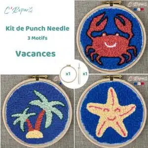 Kit Punch Needle 3 Motifs Vacances