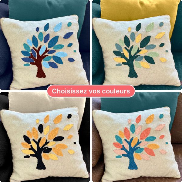 Box coussin Punch Needle personnalisé Arbre